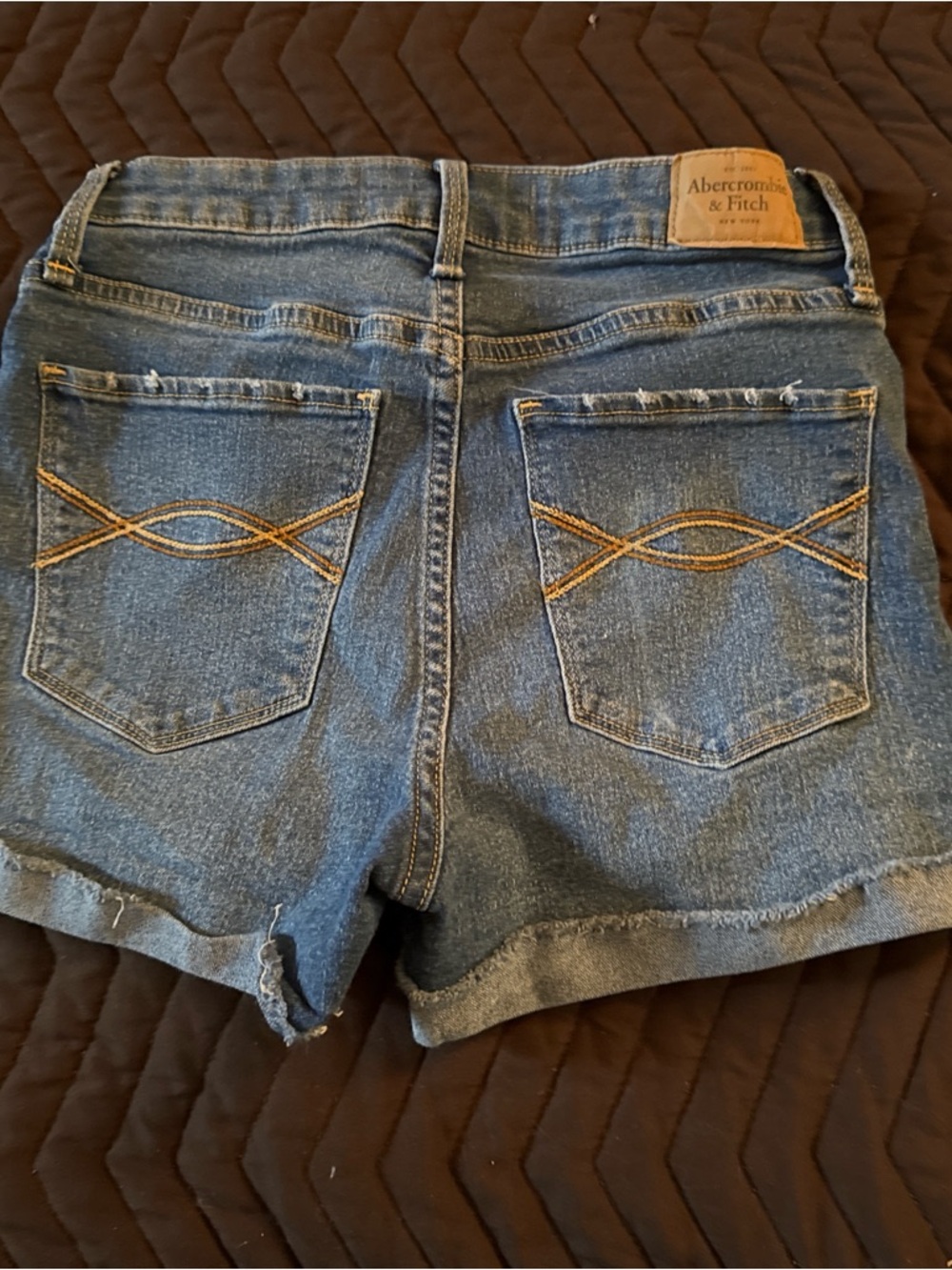 Abercrombie & Fitch Distressed Medium Blue Denim Shorts